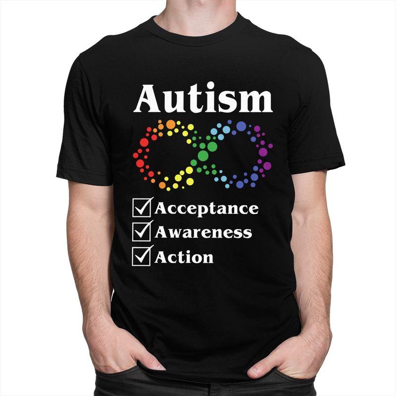 Men Autism Acceptance Awareness Action T Shirt Summer Short Sleeve 100 Cotton Tshirt Casual Creative Graphics Tees Shirt