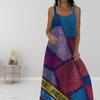 Женское платье-комбинация, длинное платье макси, платье с квадратным принтом, весна и лето, V-образный вырез, для отдыха и отпуска