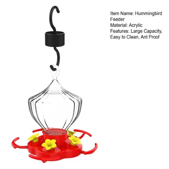 Кормушка для колибри 16 унций, подвесная кормушка для колибри с 5 отверстиями для кормления цветов и жердочкой для декора сада снаружи