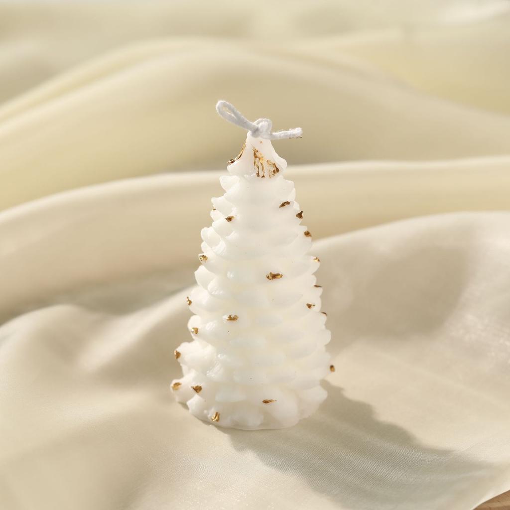 Internet Celebrity Gold-Embossed Soy Wax Scented Candle Christmas Tree Elderly Cylindrical Candle Gift Flower Shape