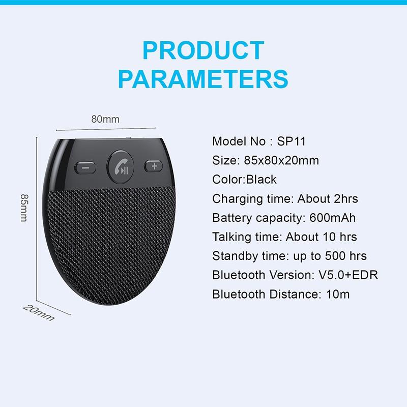 Беспроводные автомобильные динамики Bluetooth V5.0, автомобильный комплект громкой связи, громкая связь Bluetooth, солнцезащитный козырек, автомобильные аксессуары