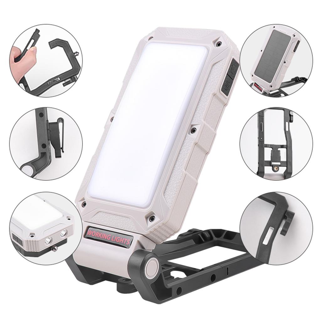 Rechargeable Work Light Portable Folding Solar Powered 360 Degree Rotation Multi-functional Flashlight