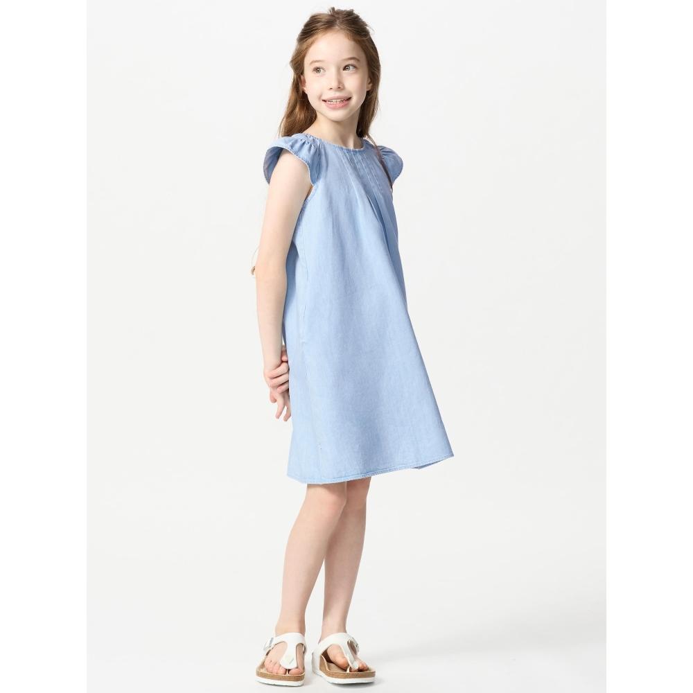 Uniqlo Джинсовое платье для девочек с коротким рукавом 