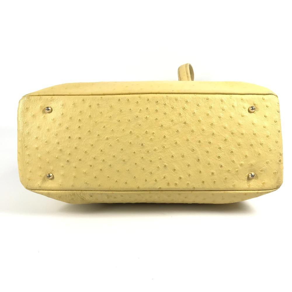 VERSACE vintage Sunburst logo Bag Tote Bag Shoulder Bag Embossed Leather yellow