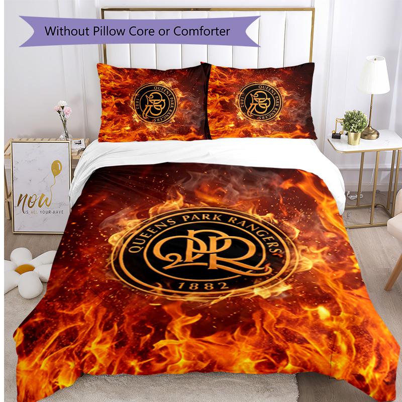 Queens Park Rangers Football Printed 3 Pieces Bedding Set, Comfortable Skin Friendly Bedroom Duvet Cover Set
