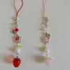 Beaded Mobile Phone Strap Strawberry Mobile Phone Key Chain Sweet Phone Lanyard