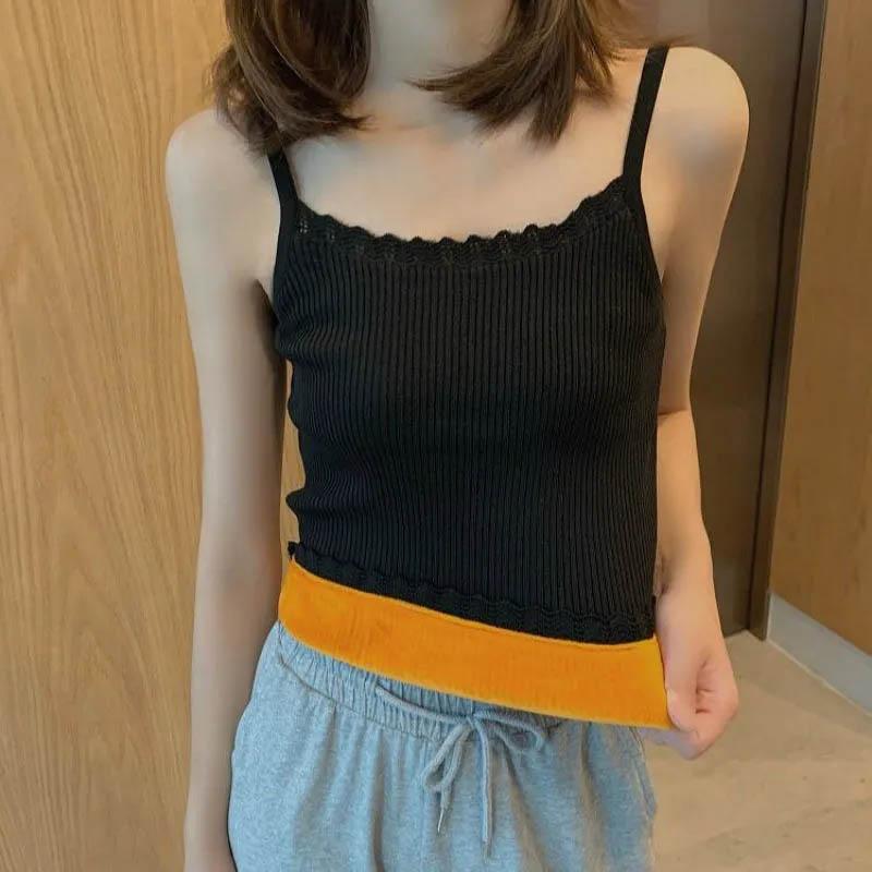 Теплый топ, женский жилет, сексуальная зимняя одежда, топ без рукавов, тонкий сплошной цвет, подтяжки для девочек