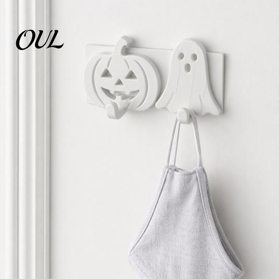 Wall Hook For Renters Pumpkin Ghost Key Hook, 3D Printed Halloween Decor, Face Self Adhesive Holder, No Drill Hanging Double Sticky