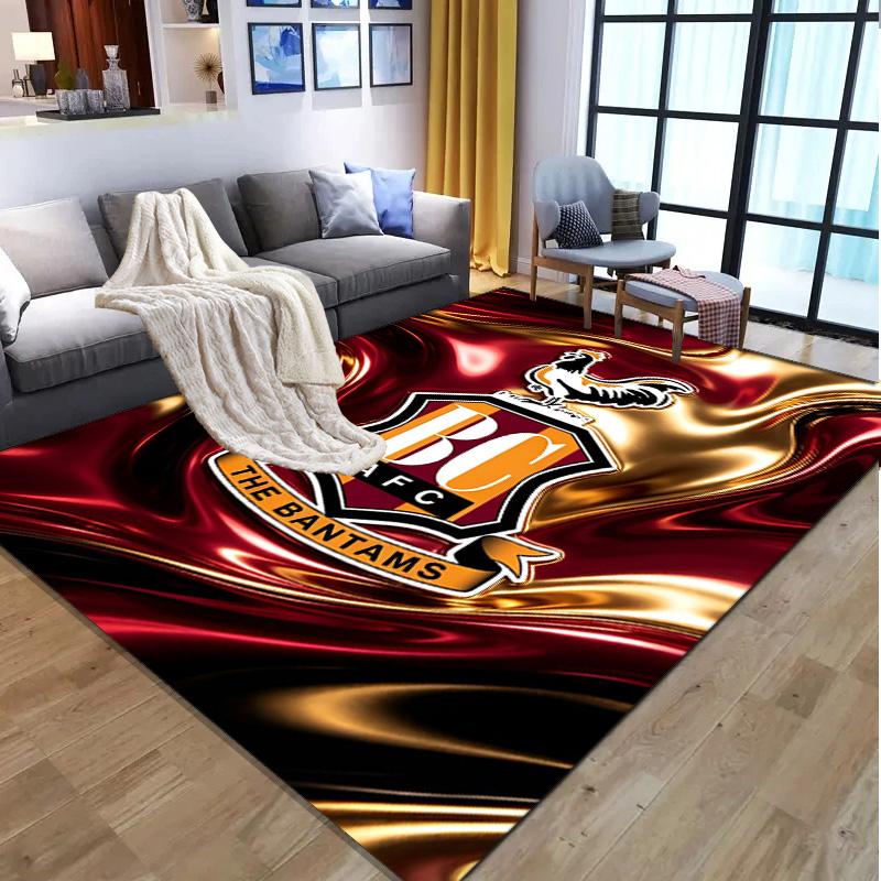 Bradford City AFC Pattern Rug, Indoor/Outdoor Mat, for Picnic, Gameroom, Bedroom, Office, Living Room, Home Decor Carpet, Birthday Gift