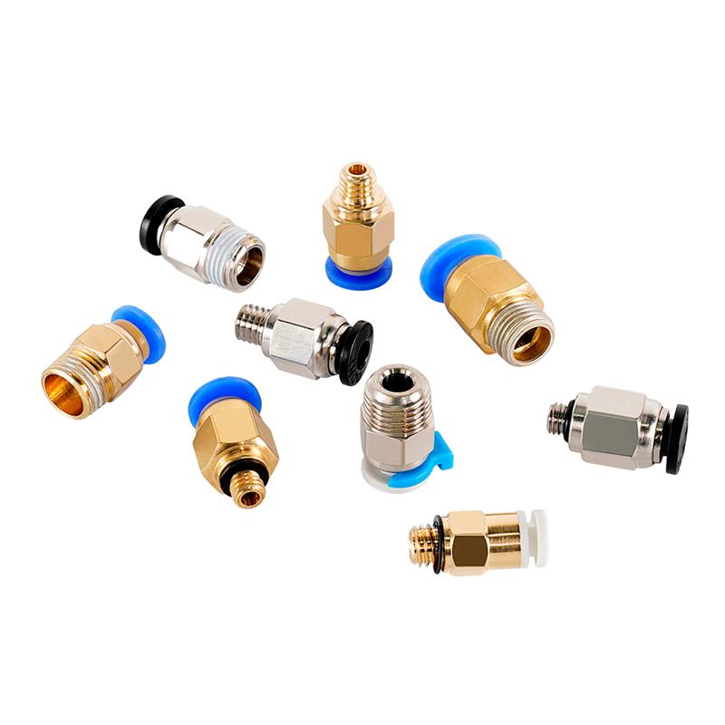 10pcs 3d Printer Accessories PC4-M6 PC4-M10 Male Straight Pneumatic PTFE Tube Push in Quick Fitting Connector for Creality Ender