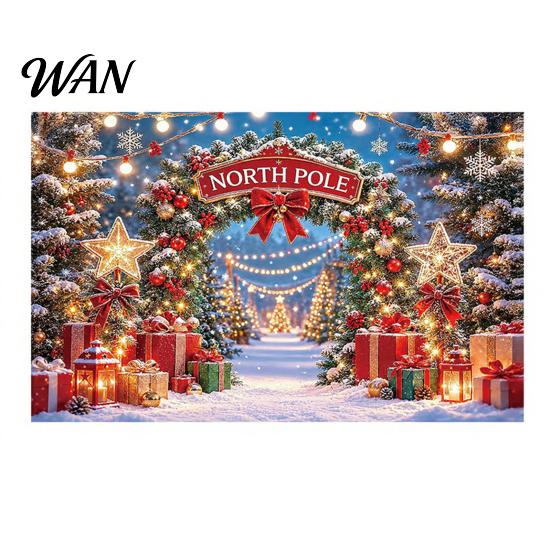 Christmas Tablecloth Decoration Merry Photography Backdrop, 70" x 45" Wreath Gift Box Photo Winter Wonderland Room Accent Background, Holiday
