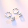 New 925 Sterling Silver Women Earrings Square Pendant Fashion Luxury A Pair White Diamond Earrings Jewelry Gift