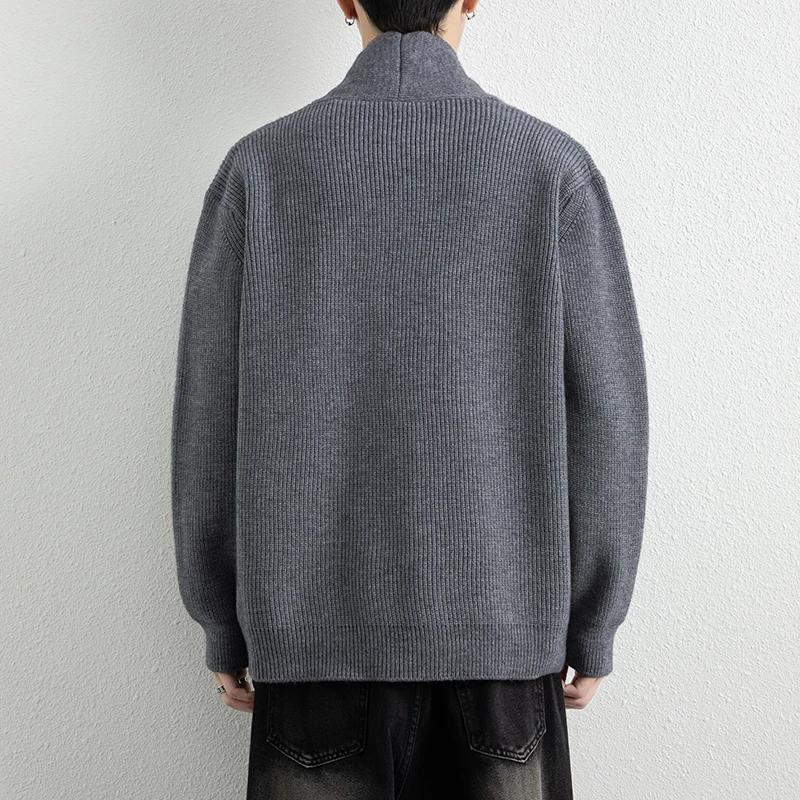 Весенне-осенняя мода V-образный вырез кардиганы-свитера мужские молодежная жизненная сила свободный вязаный свитер-пальто мужские однотонные вязаные кардиганы