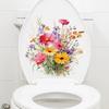 Colorful Flower Toilet Sticker Waterproof Removable Self-adhesive PVC Living Room Bathroom Wall Art Floral Plants Toilet Seat Lid Decoration Decal