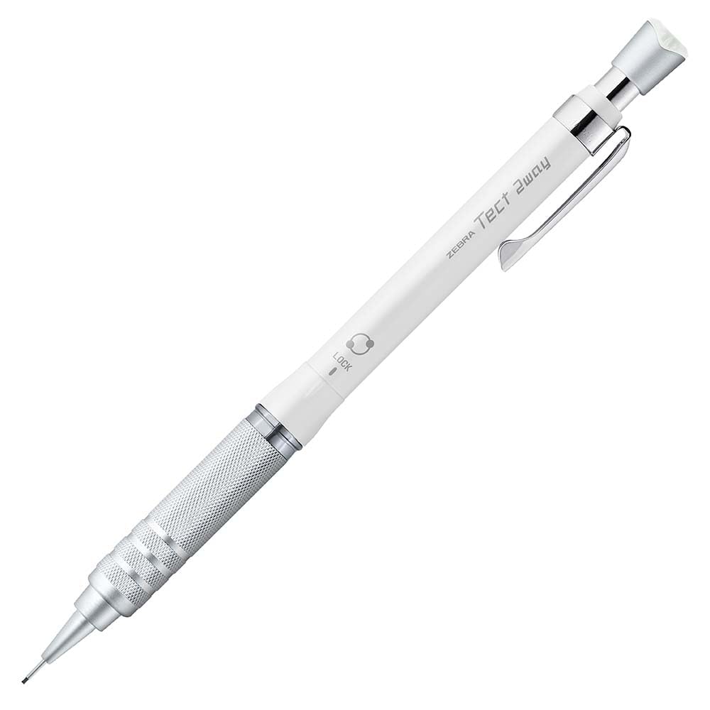 Zebra Mechanical Tect Metal Knurled Pencil, 2-Way RO, 0.5mm, White, Model, P-MA141-MW