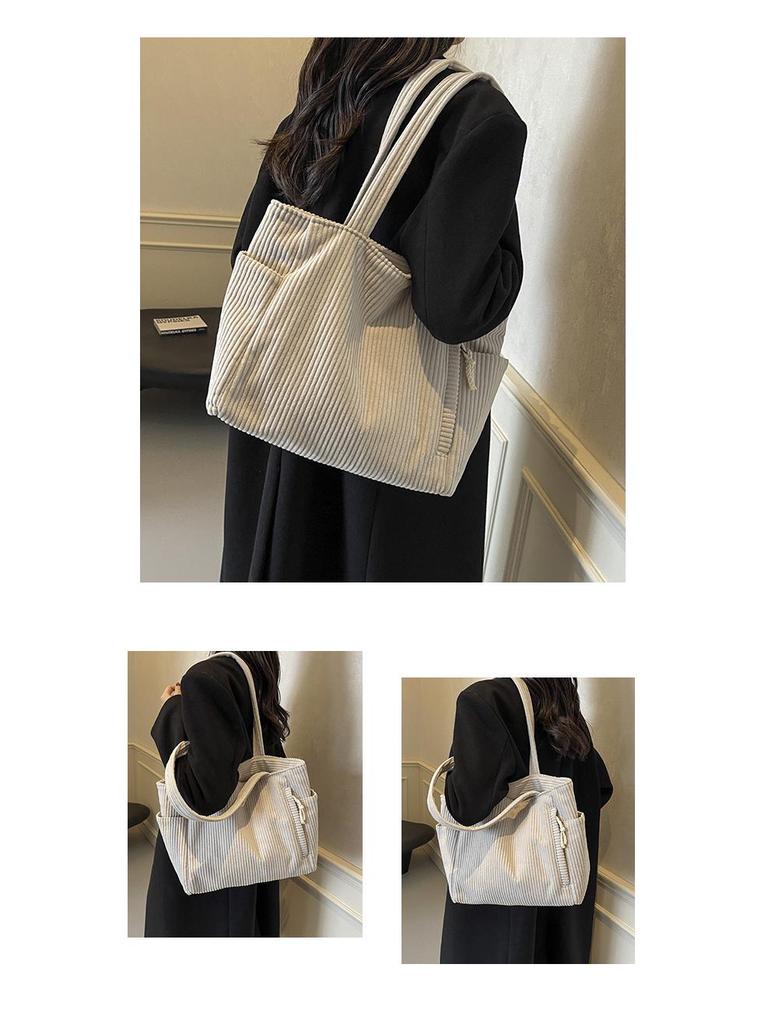 Большая вельветовая сумка-тоут в корейском стиле - Универсальная повседневная студенческая и дорожная сумка через плечо