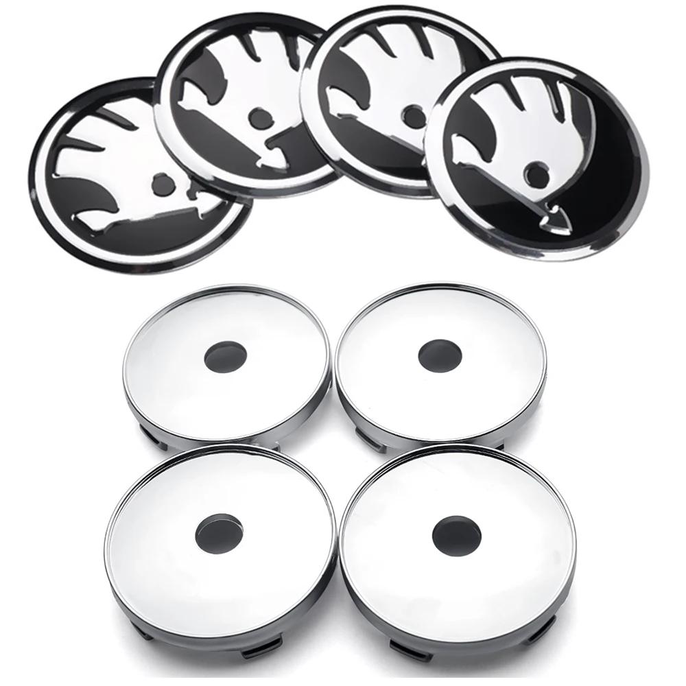 Автонаклейка 2026 Горячая 4 шт. 56/60 мм Наклейки-значки на центральные колпачки колес автомобиля Замена колпачков ступицы для Skoda VRS VII Rapid Octavia