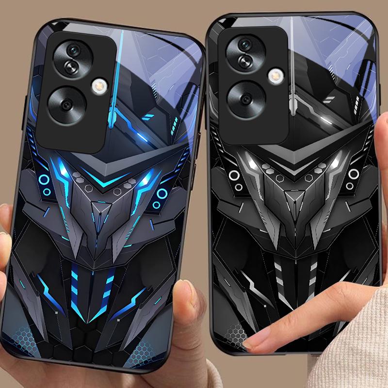 Креативный Мех Для Oppo A79 5G 58 78 74 60 4G Reno 11F Realme GT 6 11 Note 50 10 C55 X2 Закаленное Стекло Черный Чехол для Телефона
