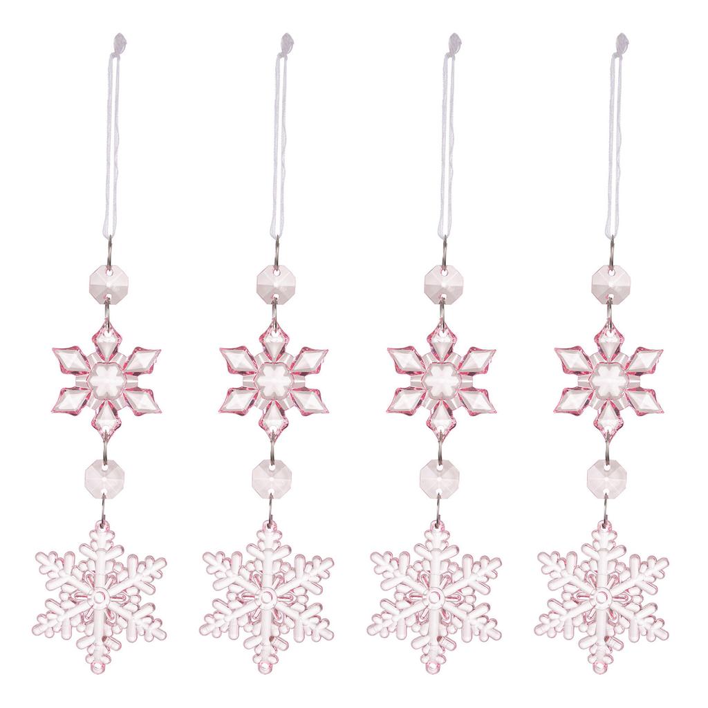 Set of 4 Snowflake Ornament Portable Accessory for Christmas Tree Hanging Decorations Sturdy Acrylic Festival Charm