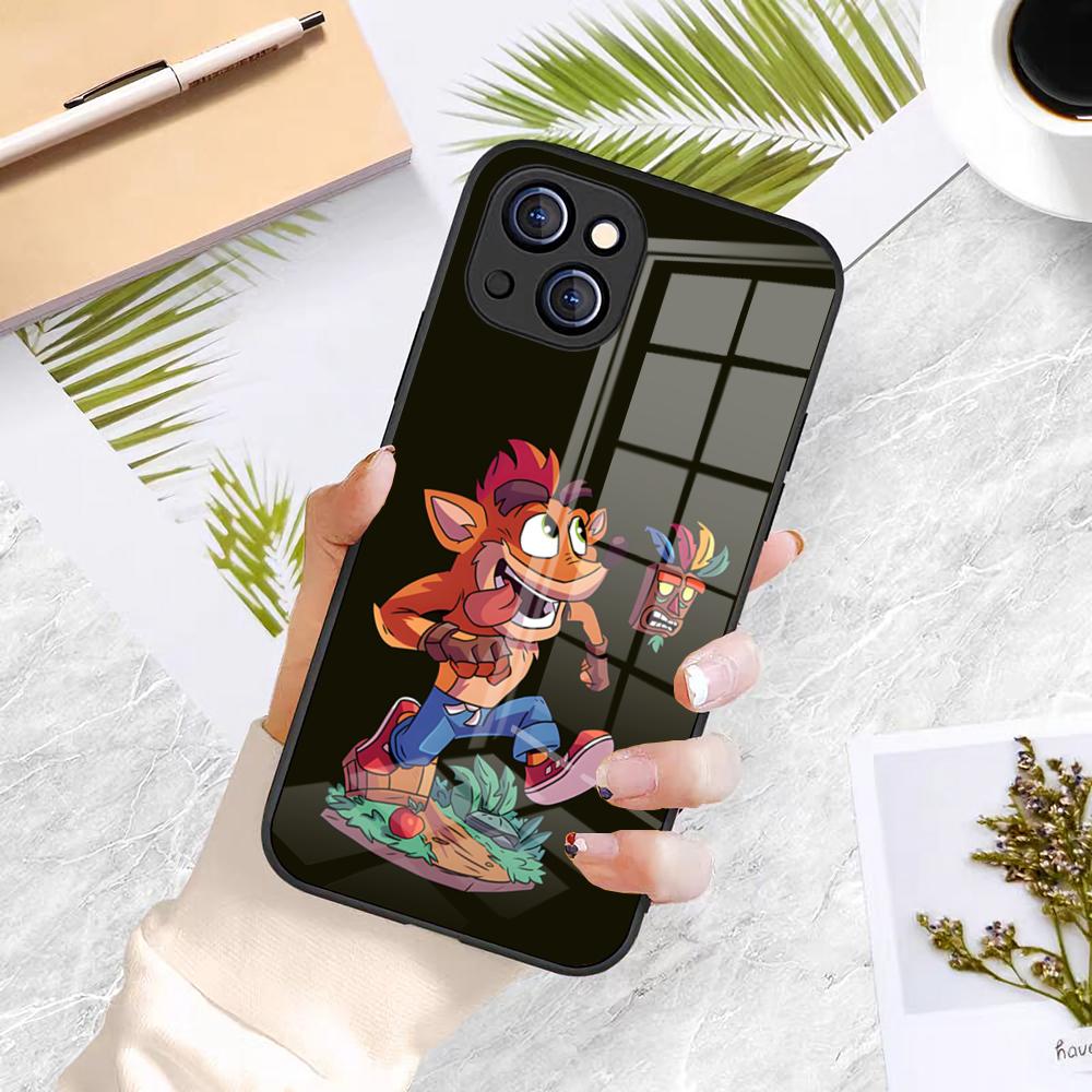 Чехол для телефона Crash Bandicoot для iPhone 17 Pro Max 16 15 14 Pro Max 13 11 X Xs Xr 8 7Plus Стеклянная крышка