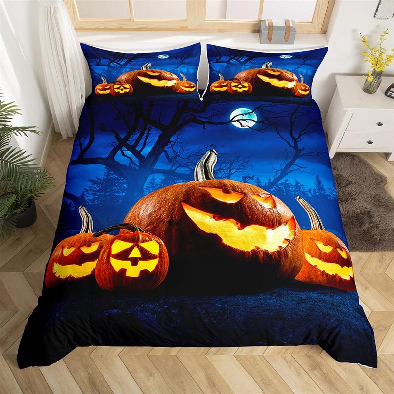 Пододеяльник с тыквенным деревом Happy Halloween Комплект постельного белья из микрофибры с рисунком ужасов Покрывало для детской комнаты для мальчиков и девочек-подростков