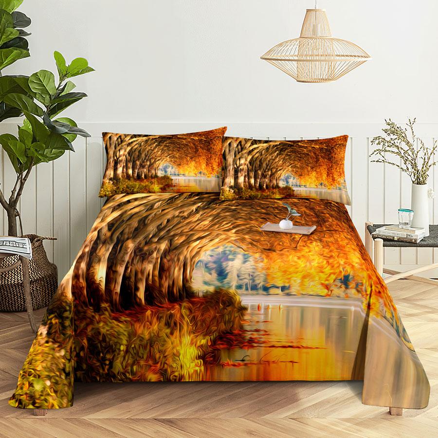 Comforter Scene Bed Sheet And Bedding Linens Queen King Double Size 220X240 Trees For Bedroom Soft Twin Full Single