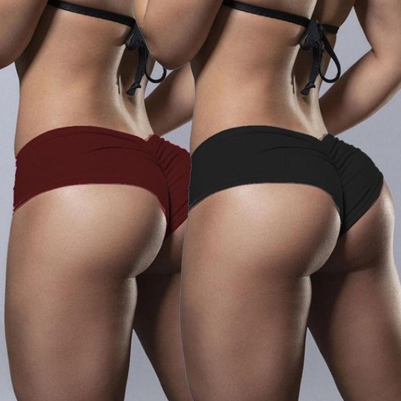 Women's Fashion Solid Color Briefs Underpants Sexy Sports Body Slim Panties Shorts Girls Sexy Lingerie Underwear Yoga