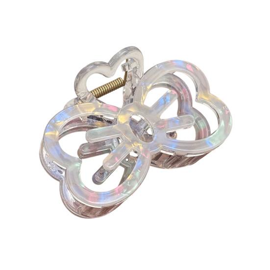 Hair Claw Hollow Bow Shape Colorful Transparent Texture Stable Grip Shark Clip Bun Half-Tied Hair