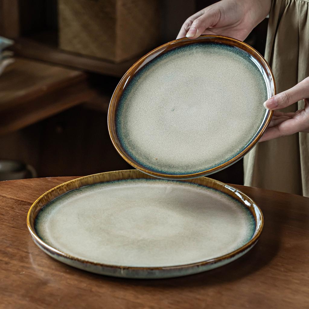 Disc Vintage Steak Plate Household Ceramic Plate Plate Restaurant Hotel Commercial Plate Dessert Plate
