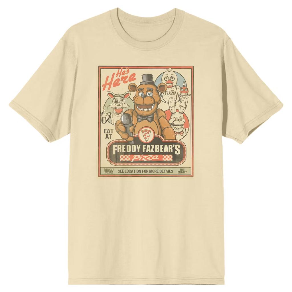 2026 Five Nights at Freddys Freddy Fazbears Pizza ShortSleeved TShirt Unisex Fashionable Shirt for Men And Women