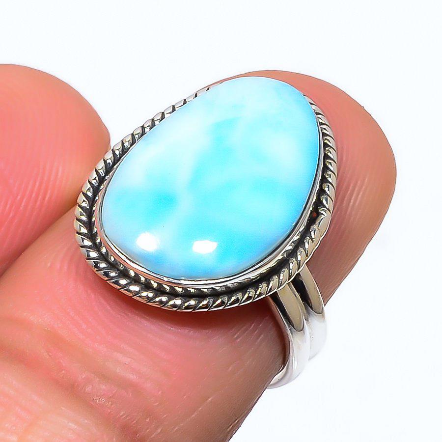 Кольцо из стерлингового серебра 925 пробы с драгоценным камнем Natural Republic Larimar S.7 K7s83