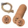 Rustic Wedding Favor Tags 100Pcs Paper Thank You with String, Round Gift Tags, Pre-Punched Hole Hanging for Party Favors and DIY Packaging Birthday