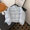 Blue Striped Bow Short Cotton-padded Jacket for Small Women. Super Nice Design. Bread Coat and Cotton-padded Jacket.