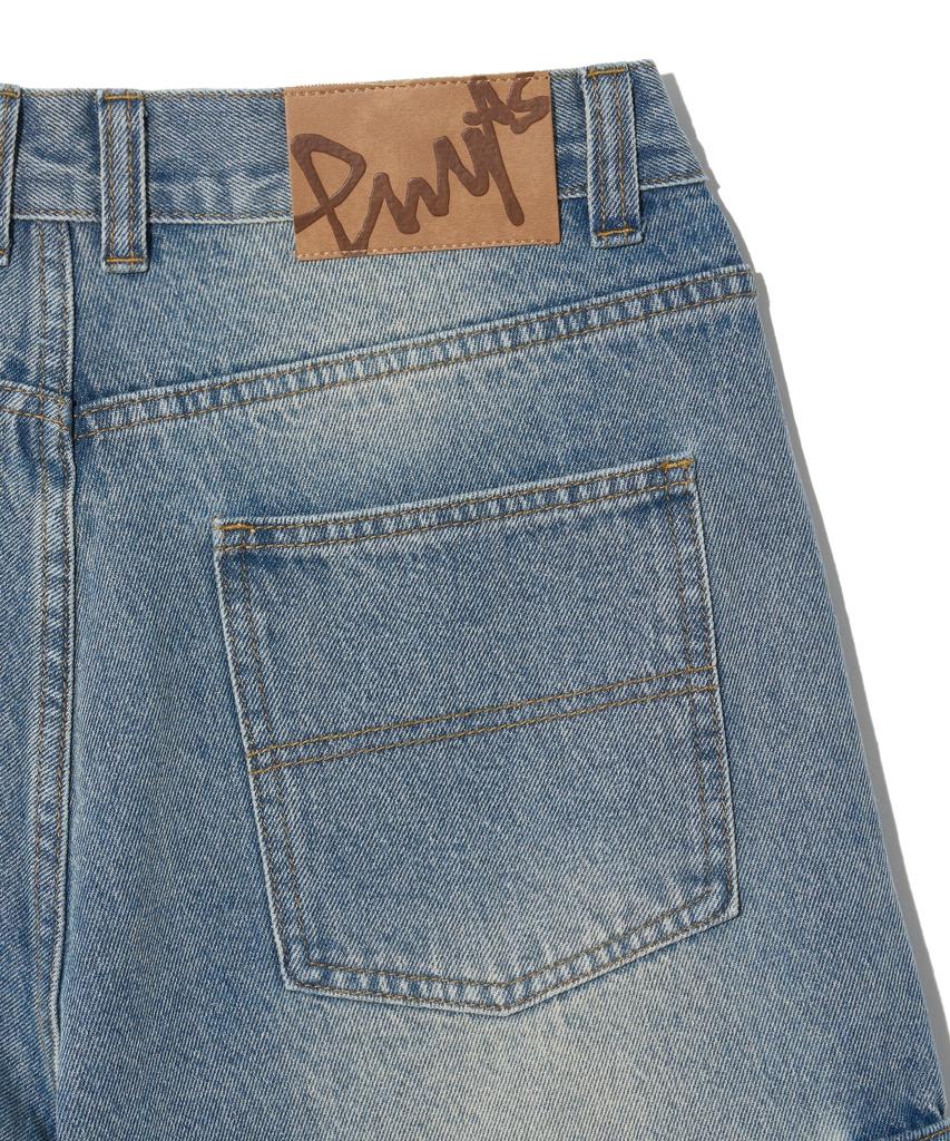 PHYSICAL DEPARTMENT Bermuda Cargo Denim Pants_Vintage Blue