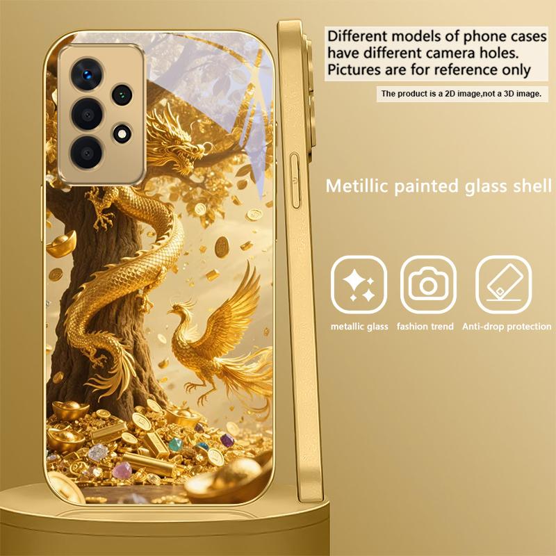 Золотой Дракон Сворачивается Для Samsung A 31 32 A33 A34 35 14 A15 13 A16 25 26 50 52 53 54 55 56 70 71 72 73 Золотой стеклянный чехол для телефона