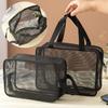 Cosmetic Storage Bag Hollow Out Visible Large Capacity Great Load Bearing Mesh Shower Bag Portable Toiletry Organizer Quick-Dry Gym Camping