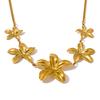 Yhpup Popular Stainless Steel Flower Pendant Chain Necklace Metal Tarnish Resistant Fashion Collar Jewelry PVD Plated Waterproof
