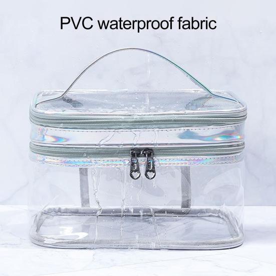 Cosmetic Bag Large Capacity Dry Wet Separation Waterproof Portable Handle Clear Visible Zipper Travel Toiletry Makeup Pouch Travelling Use