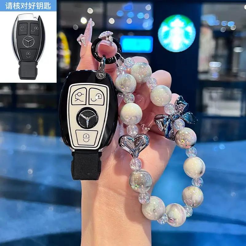 TGM3 Female Key Case for Mercedes Benz CLS CLA GL R SLK AMG A B C S Class 3 Button Remote Car Key Cover Holder Keychain Accessories