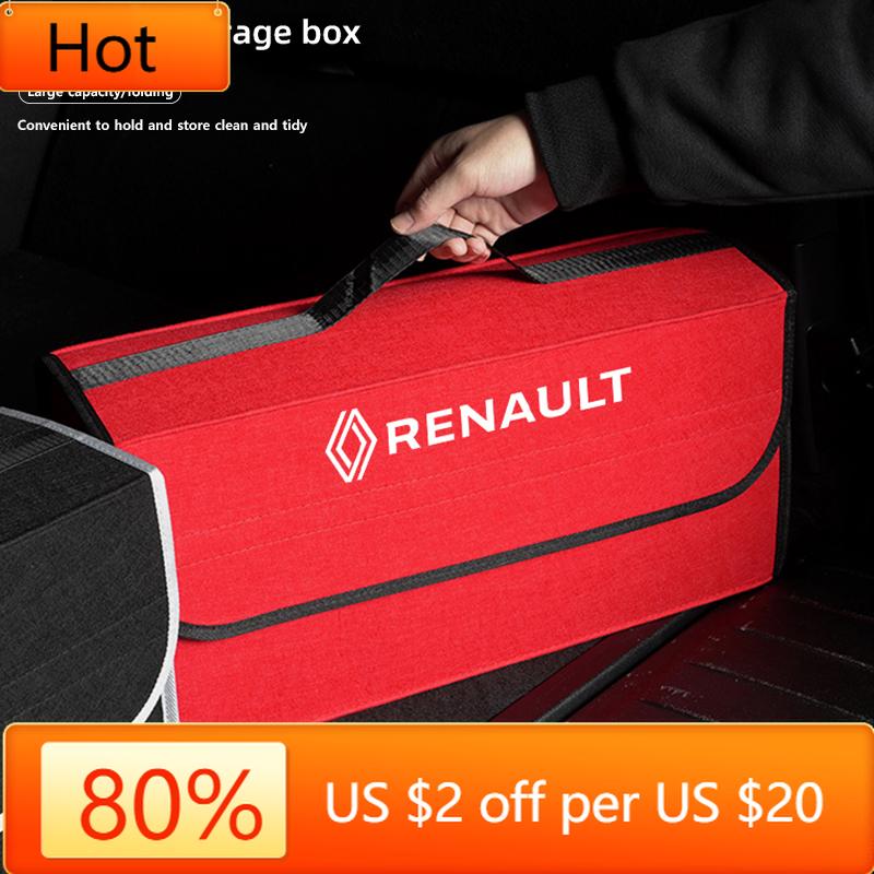 Interior Stickers Car Trunk Organizer Storage Bag Soft Felt Foldable Tidying Case For Renault QM6 Clio Koleos Megane Espace Kadj
