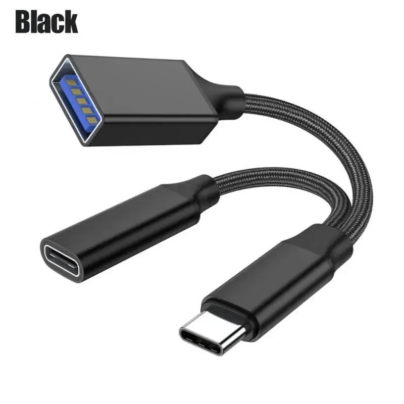 Xiaomi OTG 2 in 1 Adapter Cable USB 3.1 Female Splitter USB C to USB A Type C PD 10W Fast Charger For iPhone 16 Huawei Samsung MacBook
