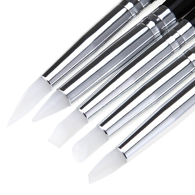 5 шт. мягкий силиконовый дизайн ногтей ручка-кисть для резьбы скульптура УФ-гель украсить ногти DIY инструменты