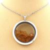 Stones and Minerals. Raw Spessartite Garnet Necklace. 25 Mm Medallion Model. Color Silver.