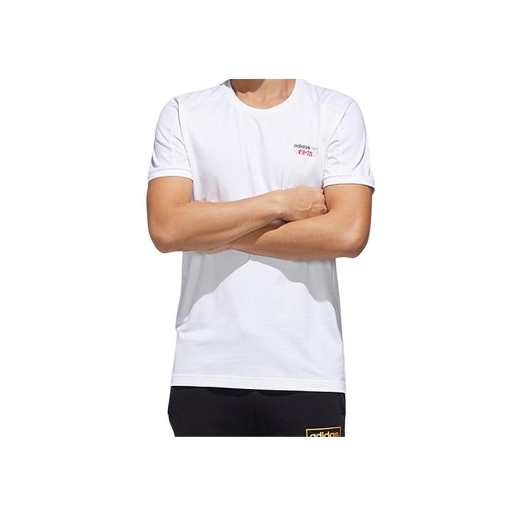 Adidas Футболка с круглым вырезом с короткими рукавами и нео-принтом, мужские топы, белые GK1483