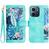 For Oppo A5x 4G Case PU Leather Floral Phone Cover with Card Slots/Wrist Strap