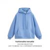 Мужской пуловер с капюшоном из плотного хлопка Silver Fox Velvet - унисекс, однотонный, свободный крой