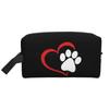 Dog Paw Print Storage Bags Red Love Heart Puppy Paw Cosmetic Bag Portable Large Capacity Travel Toiletry Bags Makeup Bag Pouch