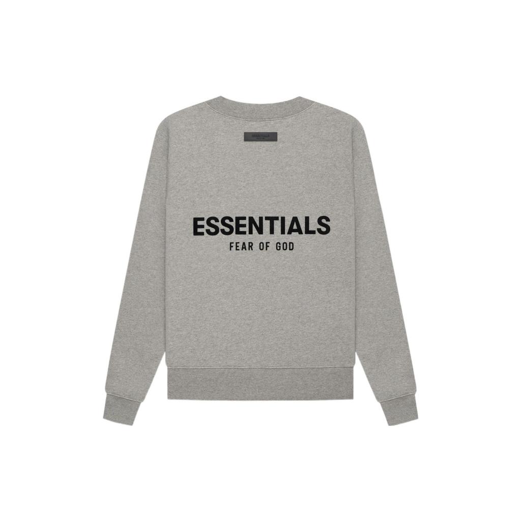 Fear of God Essentials Флисовая толстовка с круглым вырезом и вельветовым логотипом SS22 Унисекс Свитшот Темно-овсяный FOG-SS22-614