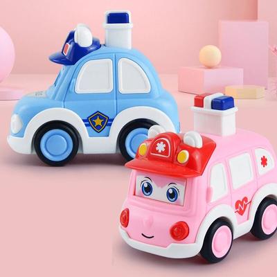 Мини-игрушечный автомобиль с откидной спинкой, детский игрушечный автомобиль, пожарная машина, машина скорой помощи, инженерная машина с откатным механизмом, может переключаться с 3 смайликами, транспортные средства