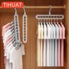 1pc 9 Holes Household Storage Hanger Folding Hanger 360 Degree Rotation Magic Hanger